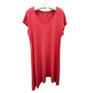 EILEEN FISHER | Coral Organic Hemp Cotton Knit Dress Short Sleeve | Large